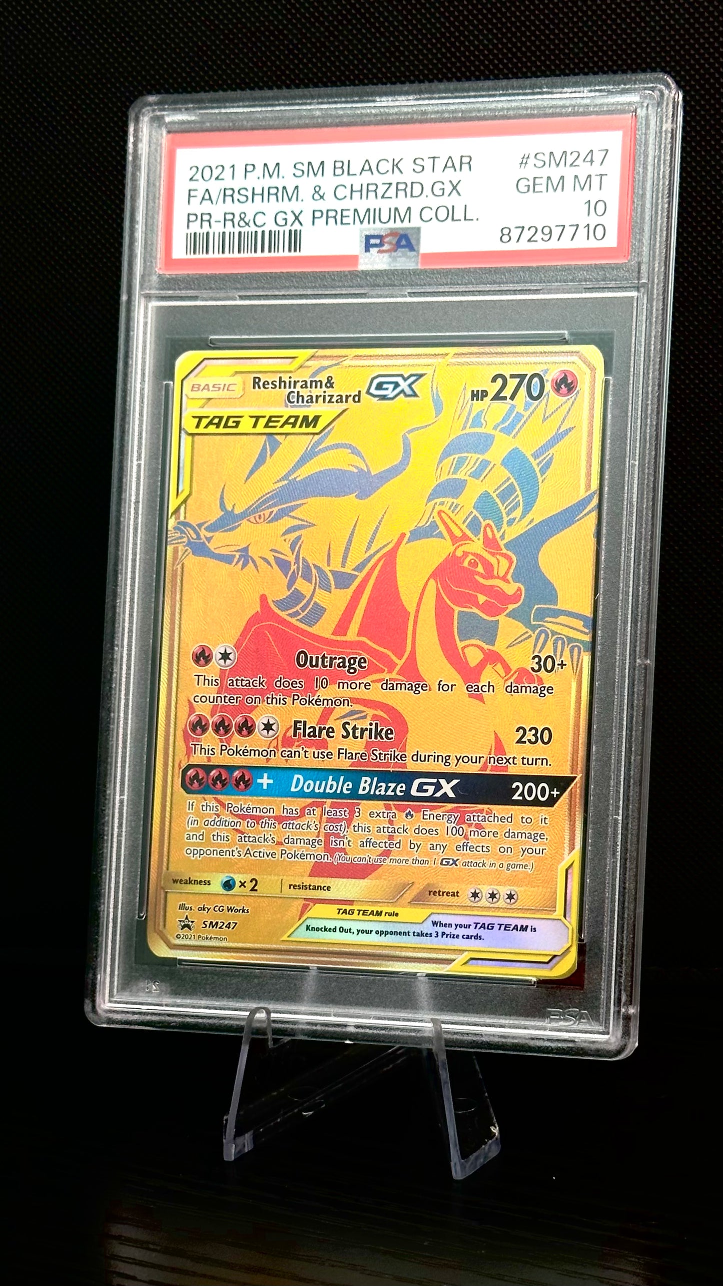 2021 Pokemon Reshiram & Charizard GX Sun & Moon Black Star Promo #SM247 PSA 10