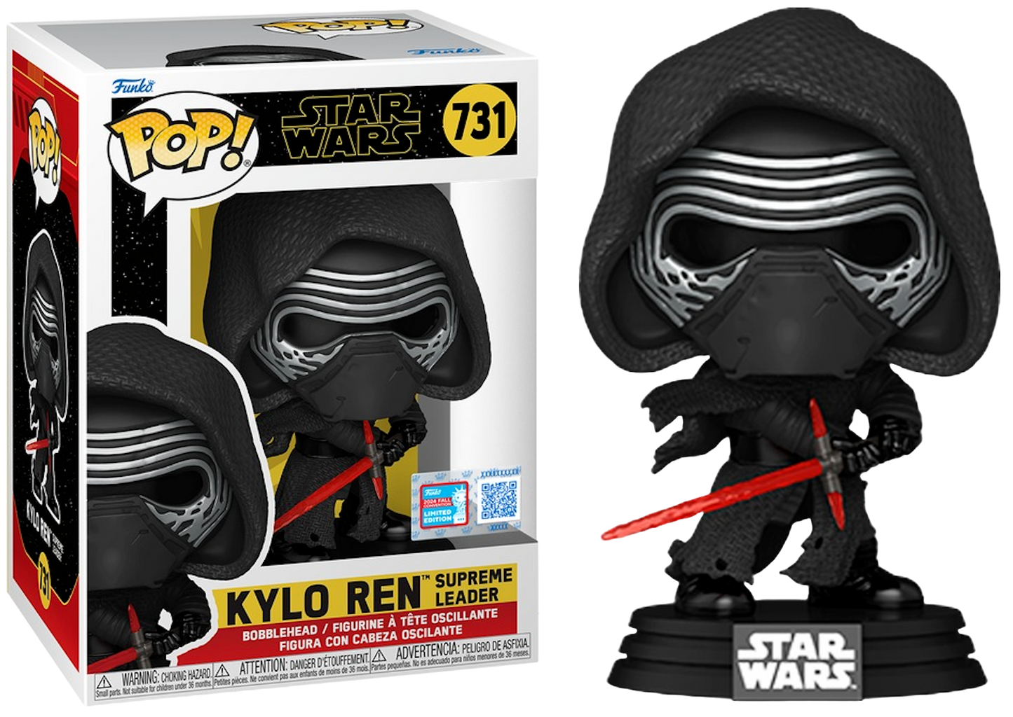 Funko Pop! Star Wars: Kylo Ren Supreme Leader with Hood Fall Convention Sticker #731 with Box Protector