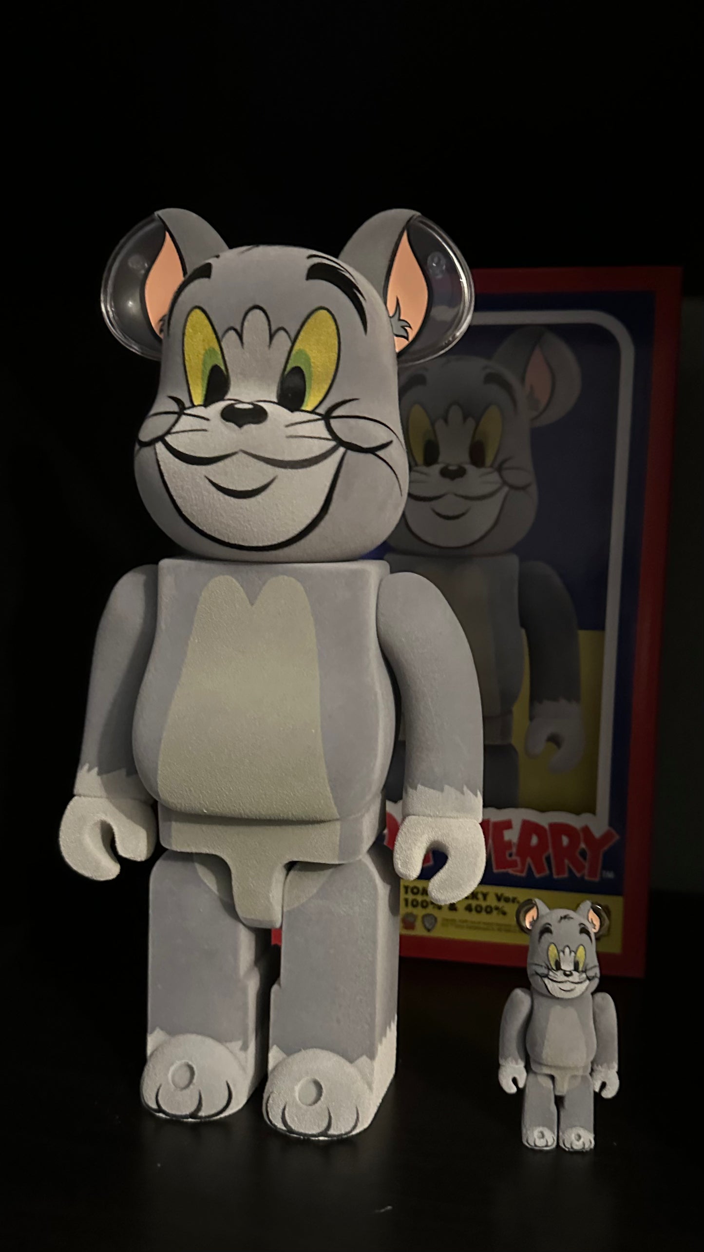 Bearbrick Tom and Jerry: Tom Flocky 100% & 400% Set (Pre owned)