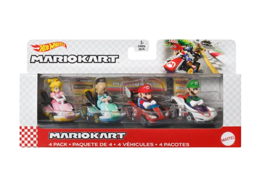 Mario Kart Hot Wheels 2025 Mix 3 Vehicle 4-Pack