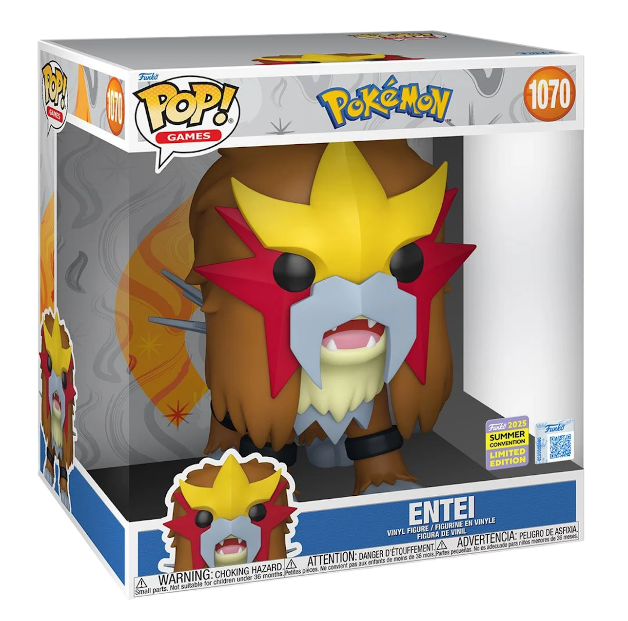 Pokemon Entei Jumbo 10-Inch Funko Pop! Vinyl Figure #1070 - 2025 Convention Exclusive