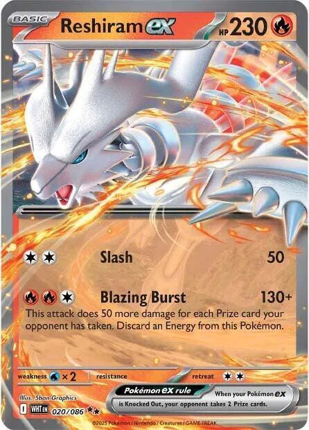 Reshiram ex - 020/086 - White Flare (Near Mint)