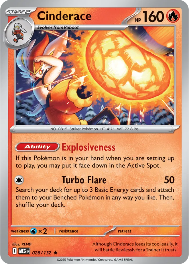 Cinderace - 028/132 - Mega Evolution (Near Mint)