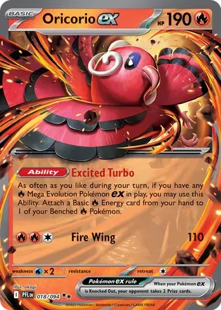 Oricorio ex - 018/094 - Phantasmal Flames (Near Mint)