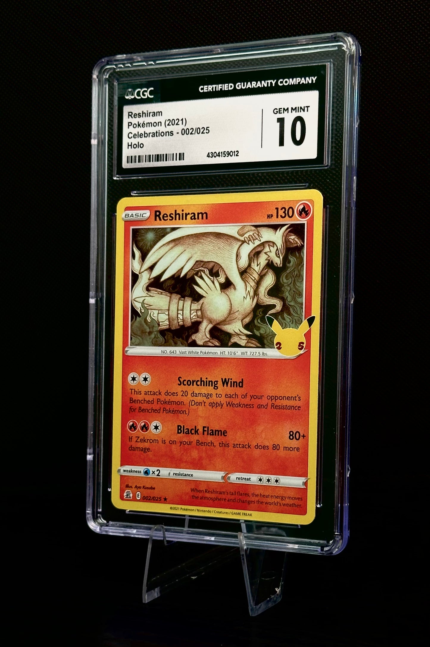 2021 Reshiram Celebrations #002/025 Holo CGC 10