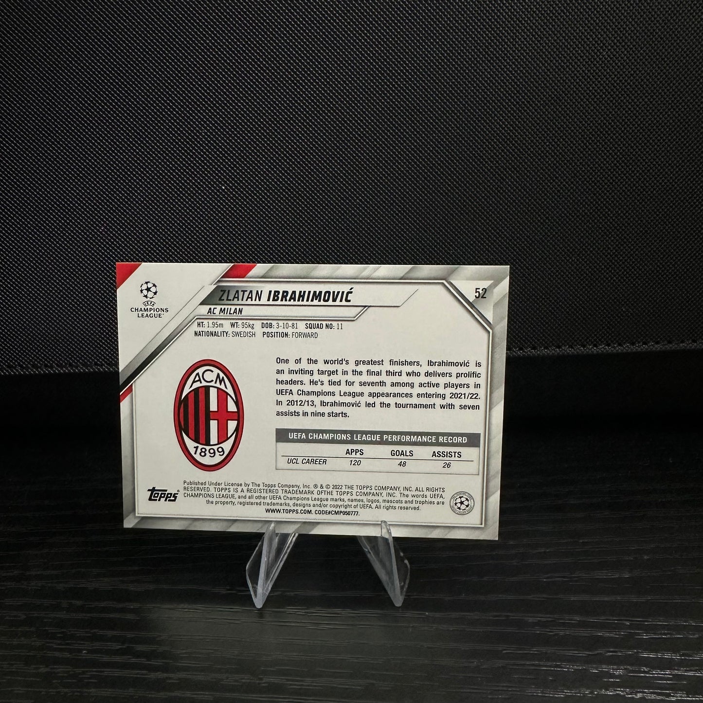 2021-22 Topps UEFA Champions League Zlatan Ibrahimovic AC Milan #52