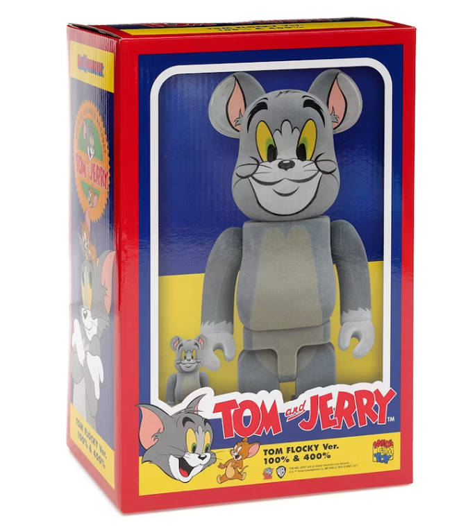 Bearbrick Tom and Jerry: Tom Flocky 100% & 400% Set (Pre owned)