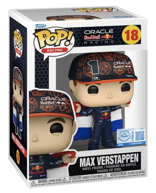 Formula 1 Red Bull Max Verstappen with Flag Funko Pop! Vinyl Figure #18 - Entertainment Earth Exclusive