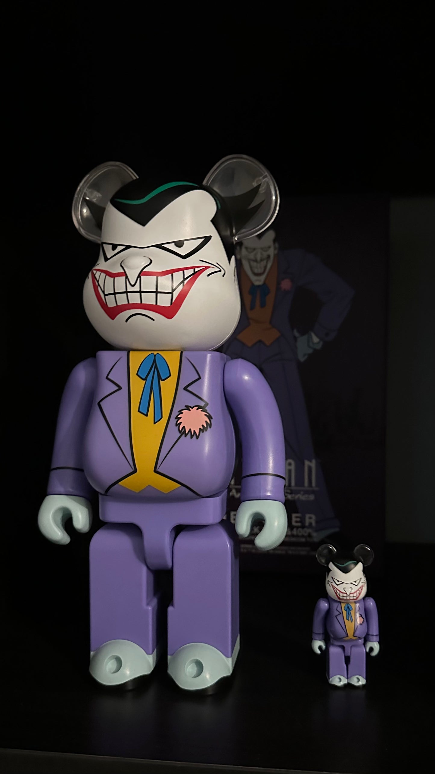 Joker Batman The Animated Series Version 100% 400% Bearbrick Figure Set (Pre owned)