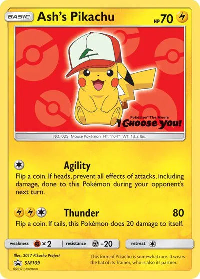 Ash's Pikachu - SM109 - Sun & Moon Promo (Lightly Played)