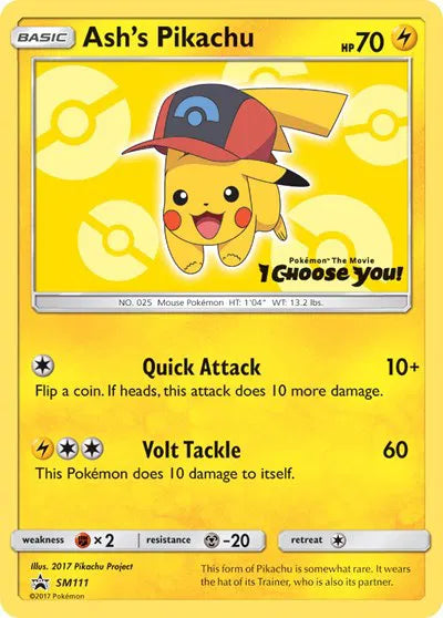 Ash's Pikachu - SM111 - Sun & Moon Promo (Lightly Played)