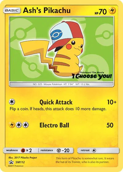Ash's Pikachu - SM112 - Sun & Moon Promo (Lightly Played)