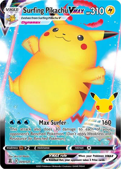 Surfing Pikachu VMAX - 009/025 - Celebrations (Near Mint)