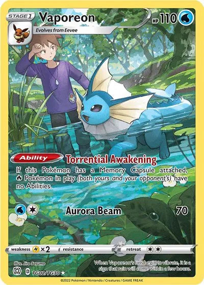 Vaporeon - TG02/TG30 - Brilliant Stars Trainer Gallery (Lightly Played)