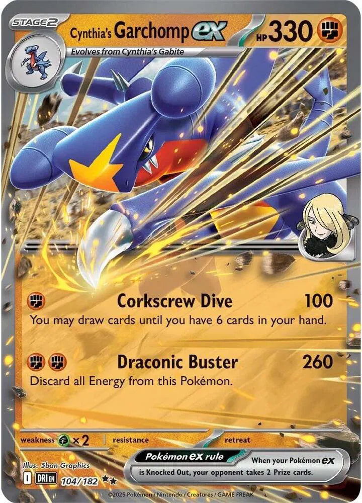 Cynthia's Garchomp ex - 104/182 - Destined Rivals (Near Mint)