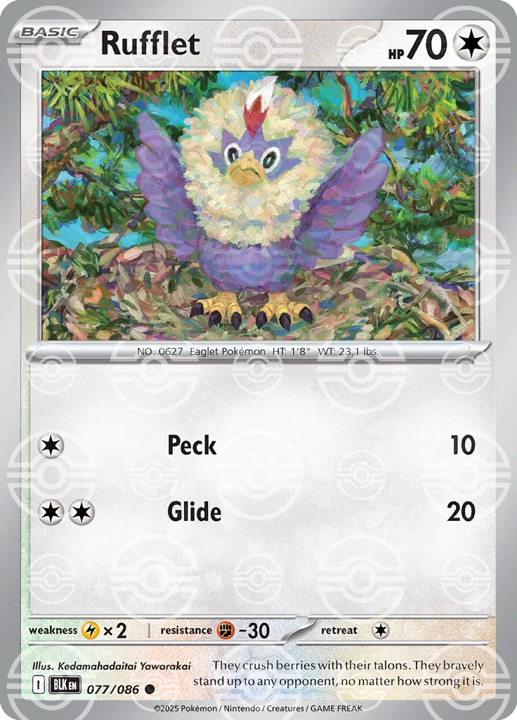 Rufflet (Poke Ball Pattern) - 077/086 - Black Bolt (Near Mint)