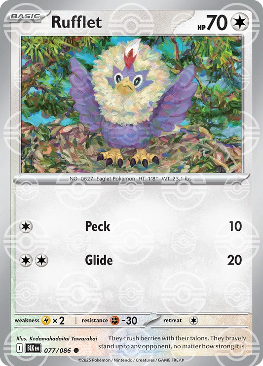 Rufflet (Poke Ball Pattern) - 077/086 - Black Bolt (Near Mint)